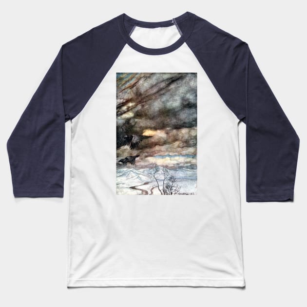 Odin's Ravens - Siegfried and the Twilight of the Gods - Arthur Rackham Baseball T-Shirt by forgottenbeauty